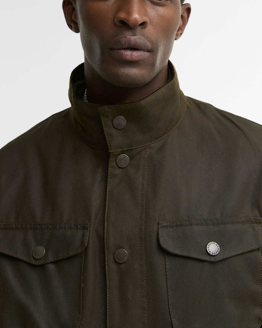 Barbour Ogston Wax Jacket Olive - detaljbilde