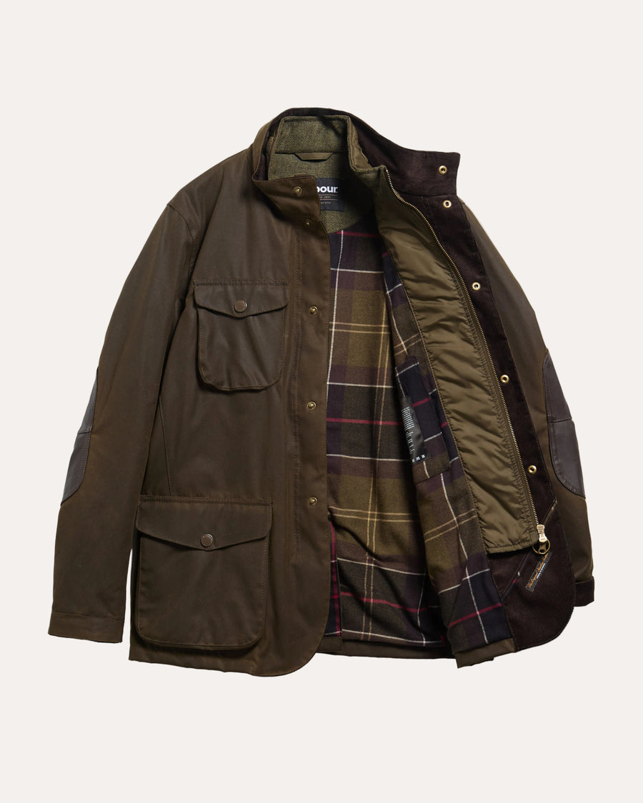 Barbour Ogston Wax Jacket Olive - detaljbilde