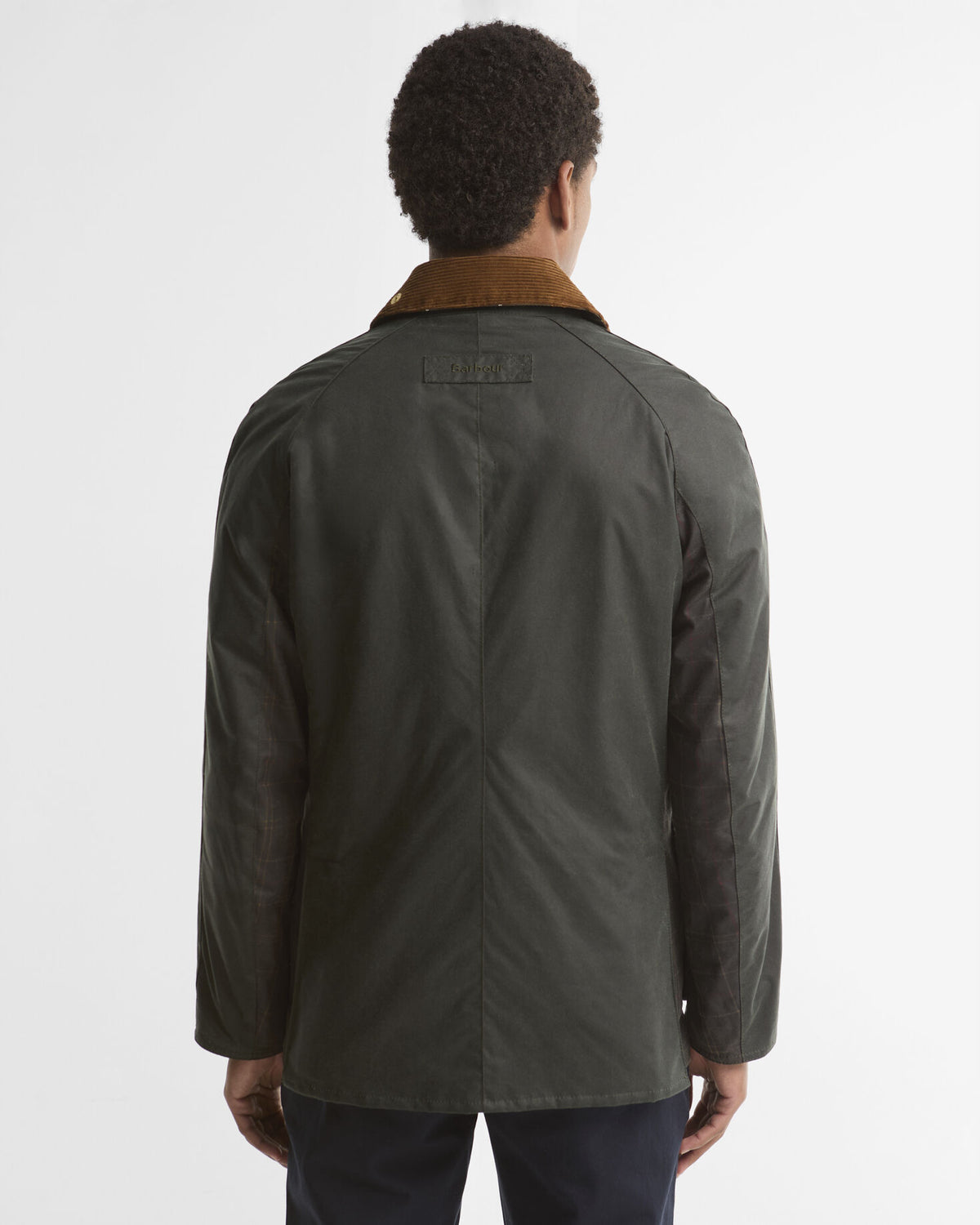 Barbour Icons Ashby Wax Jacket Sage - modellbilde bakfra