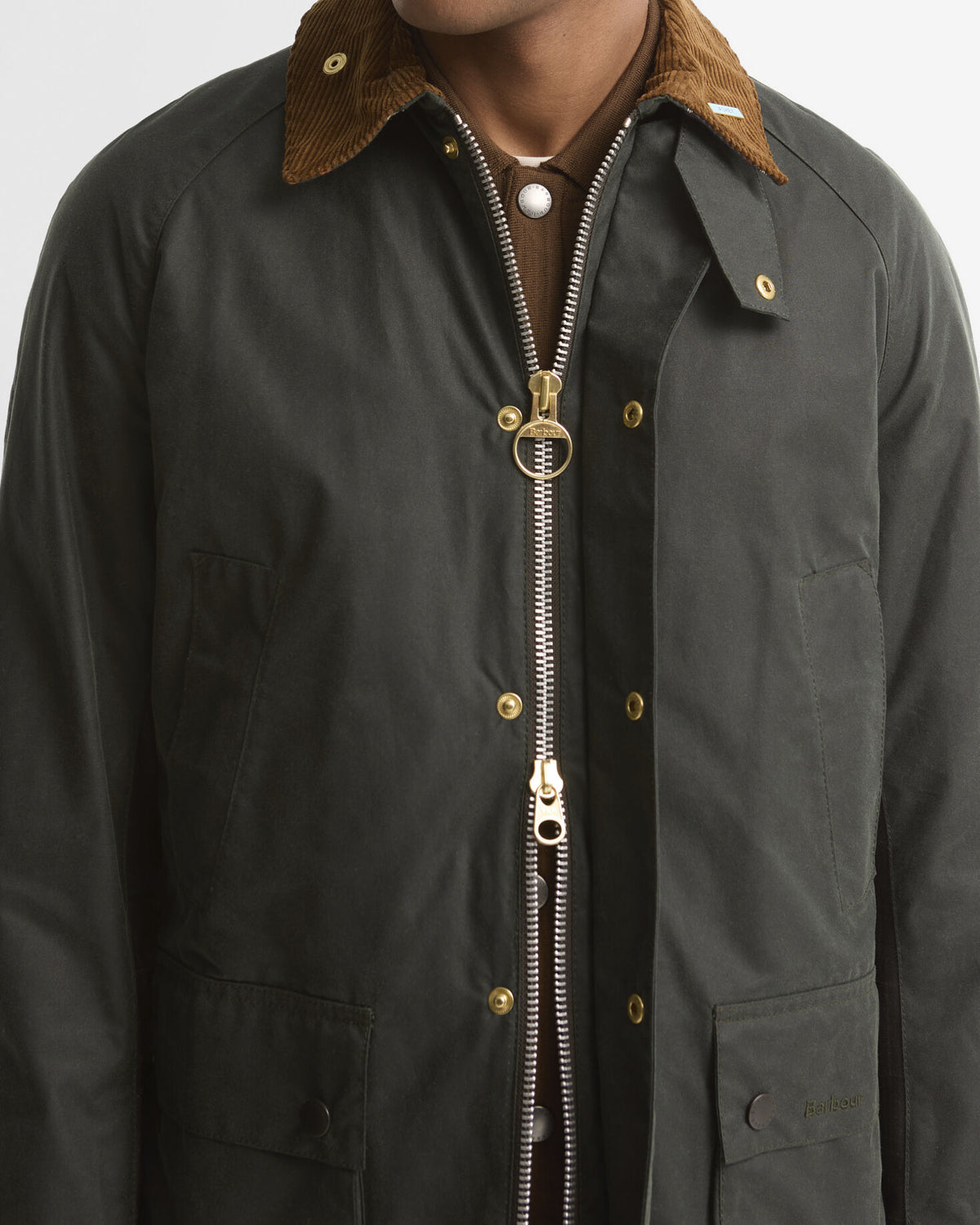 Barbour Icons Ashby Wax Jacket Sage - detaljbilde