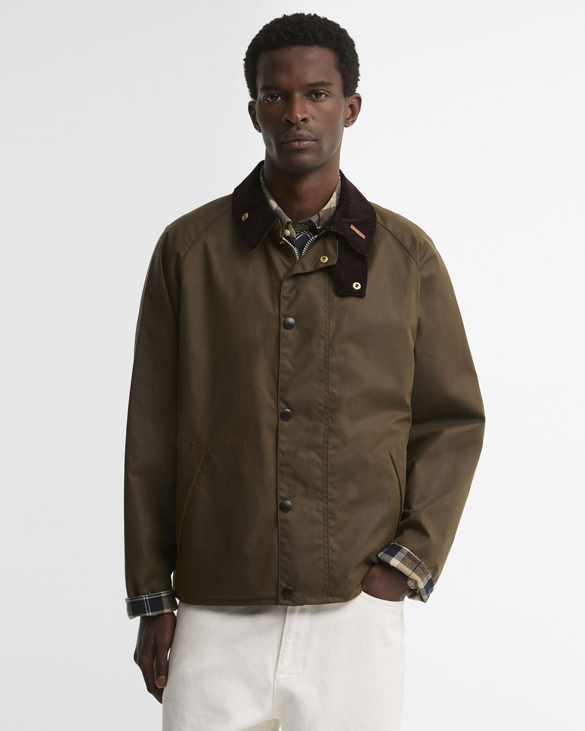 Barbour Icons Transport Wax Jacket Brown - modellbilde forfra