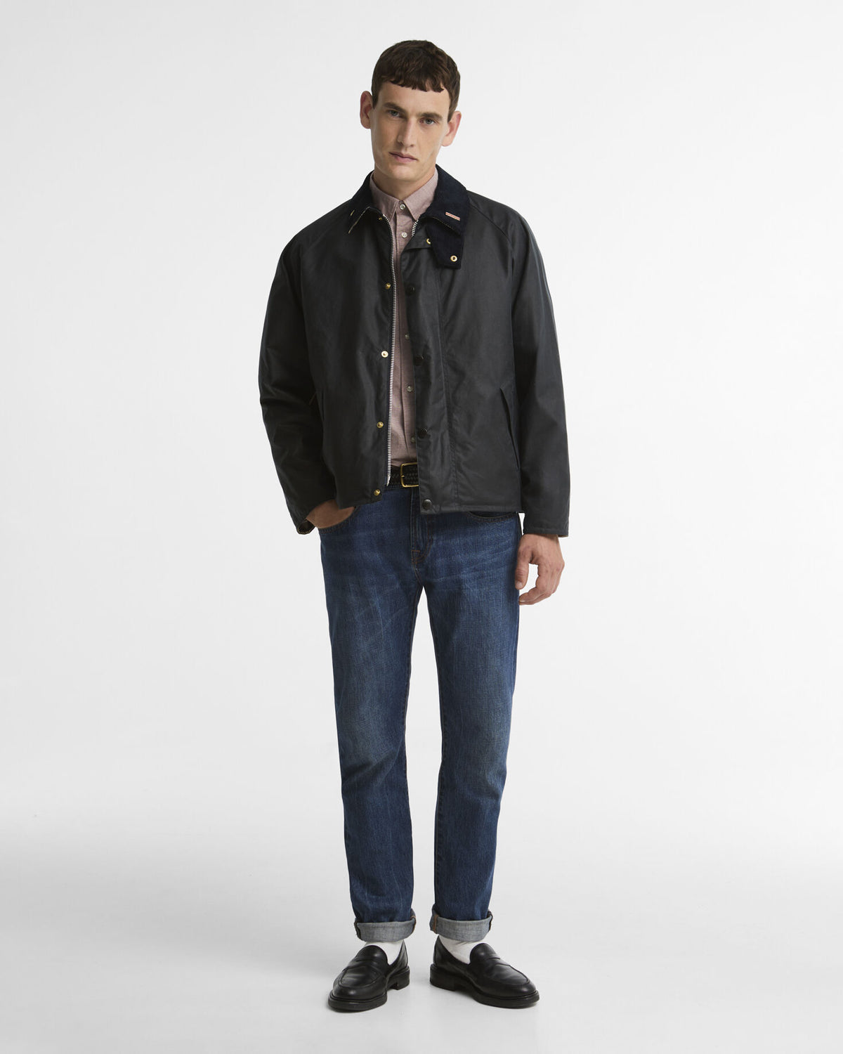Barbour Icons Transport Wax Jacket Navy - stylingbilde