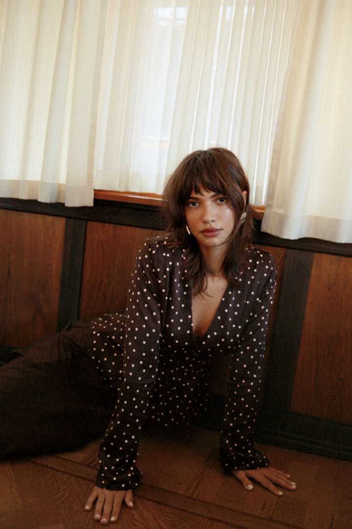 Marmo Blouse Micro Dots Espresso