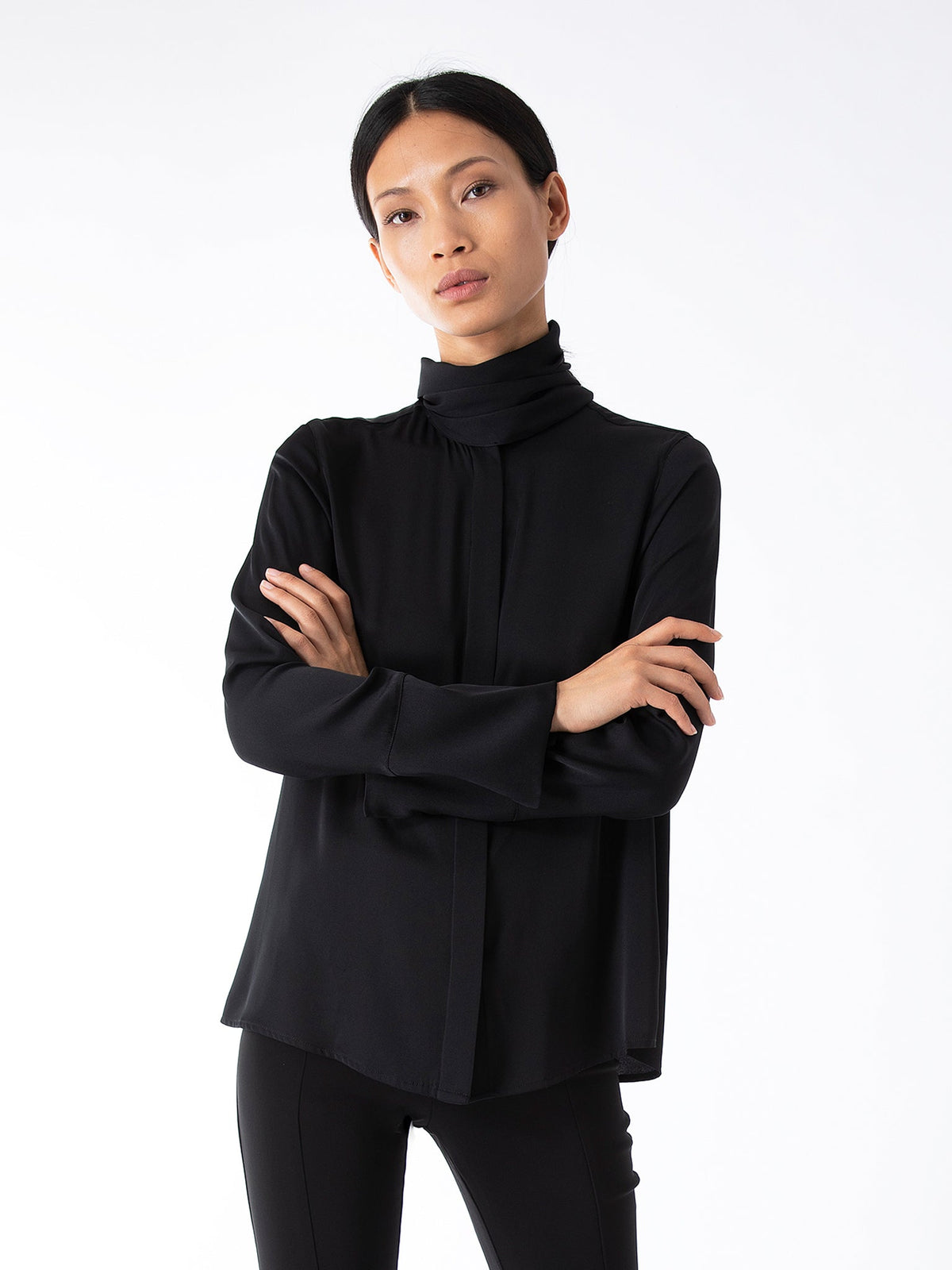 Miki Silk Blouse Black - Ahlvar Gallery