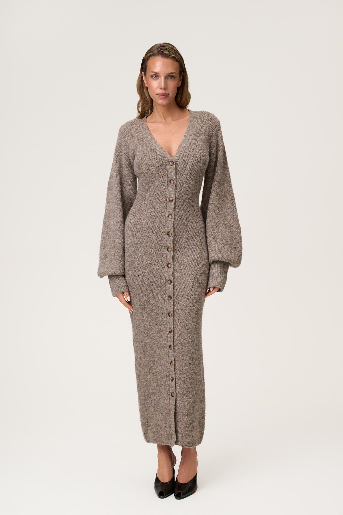 Montana Dress Greige Melange fra Adoore