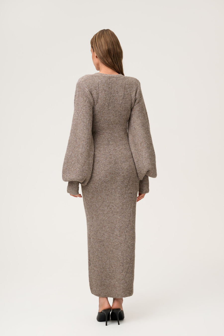Montana Dress Greige Melange fra Adoore