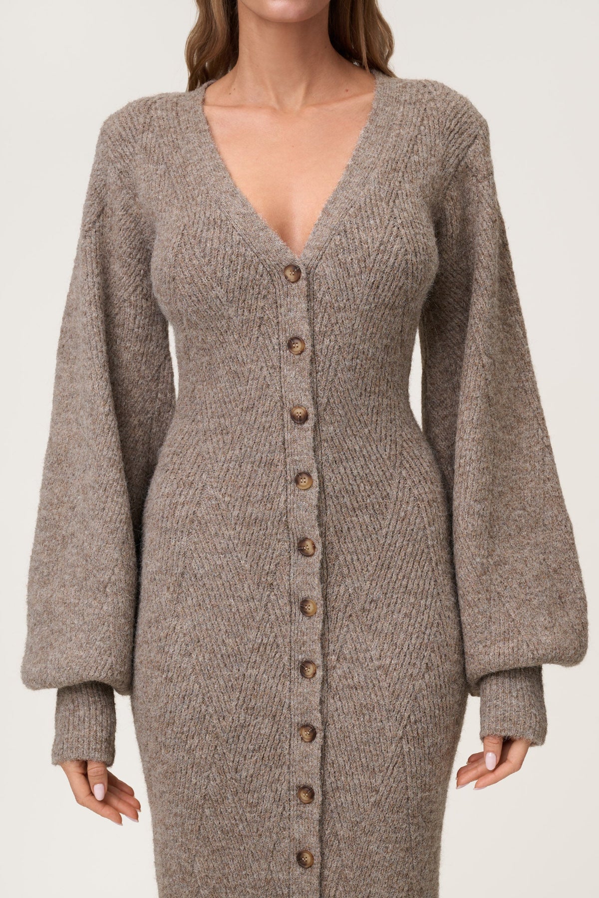 Montana Dress Greige Melange fra Adoore