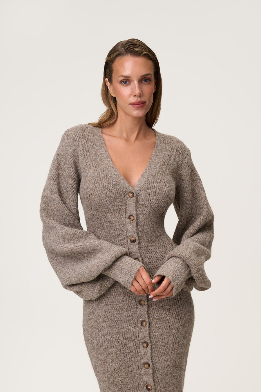Montana Dress Greige Melange fra Adoore