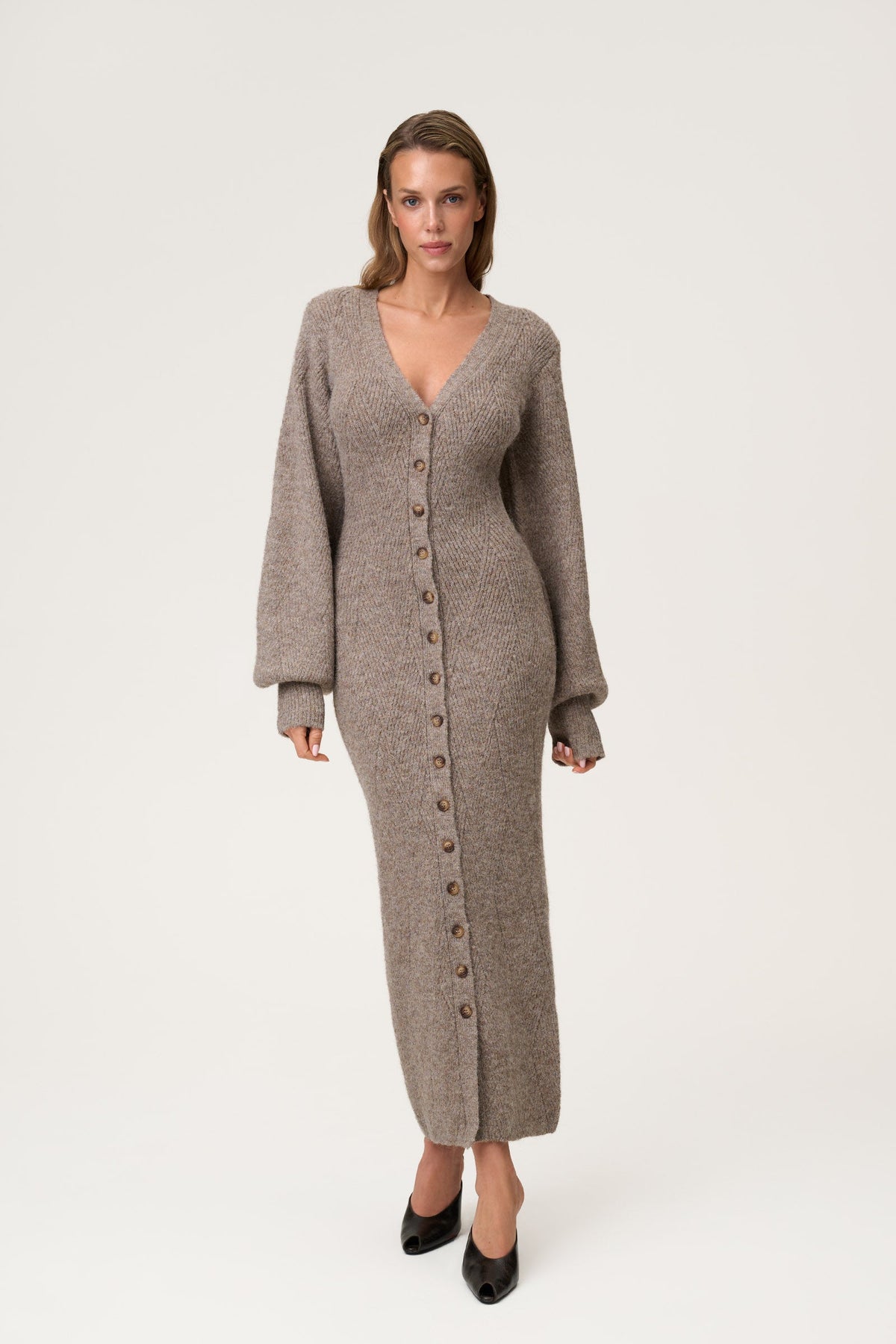 Montana Dress Greige Melange fra Adoore