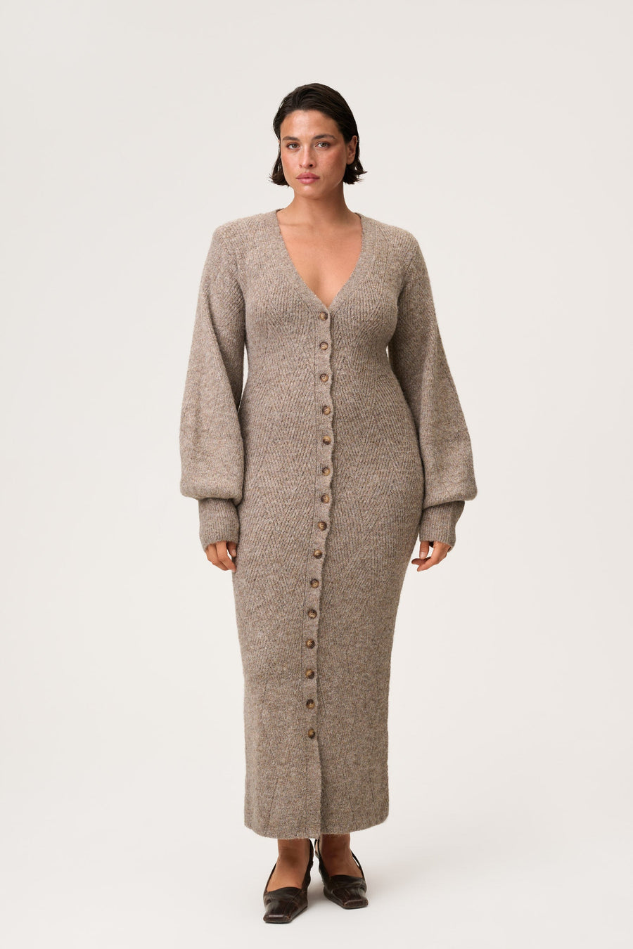 Montana Dress Greige Melange fra Adoore
