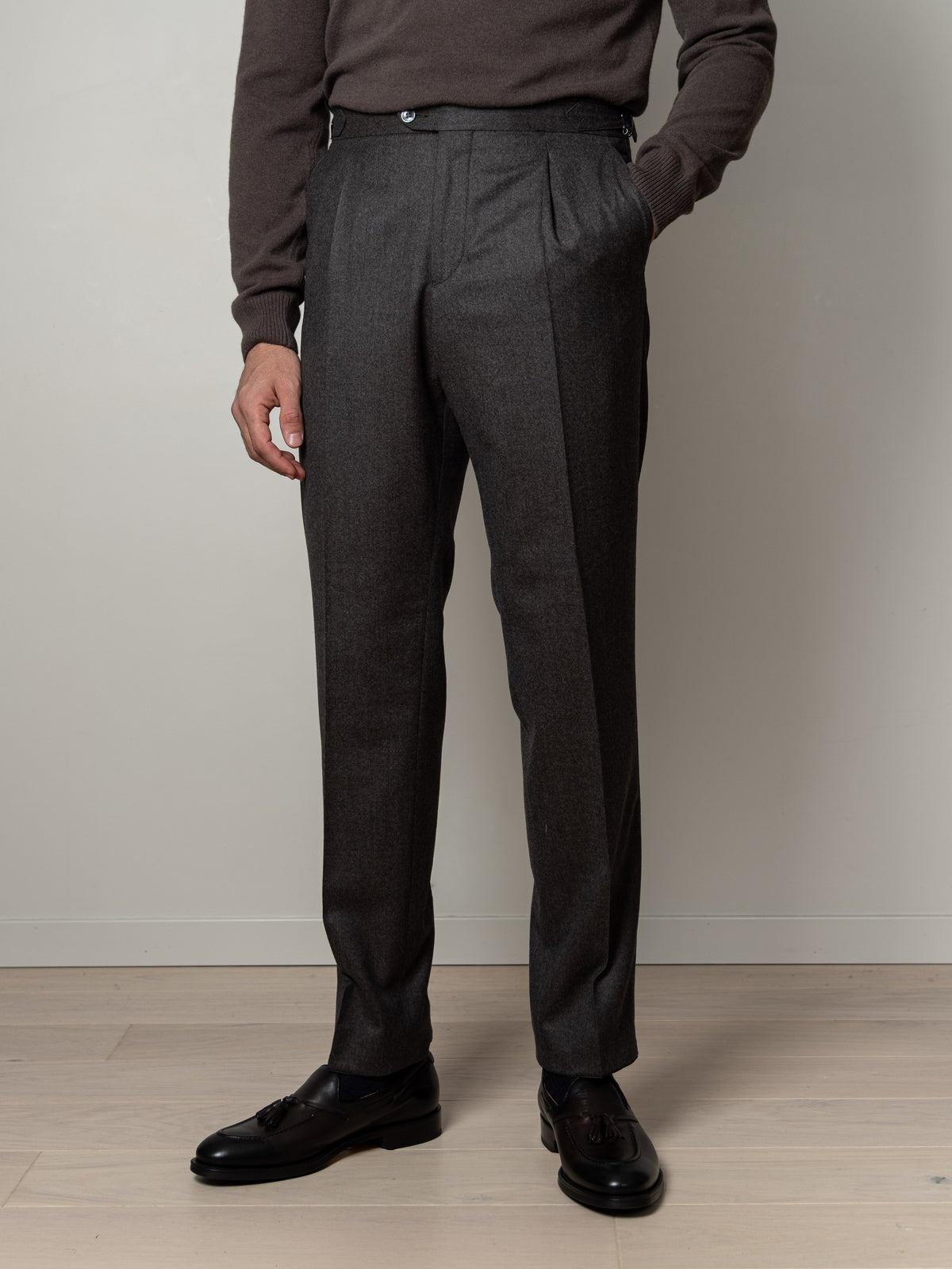 N Prato Flanell Trousers Terra Brown