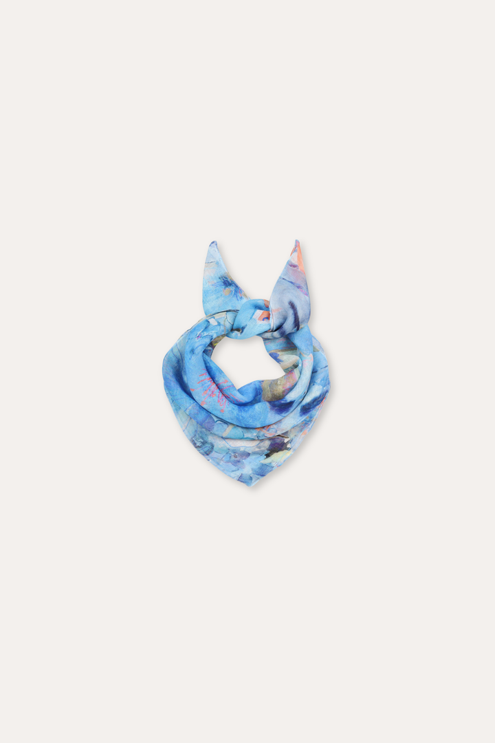 Nina Linen Scarf - Blå