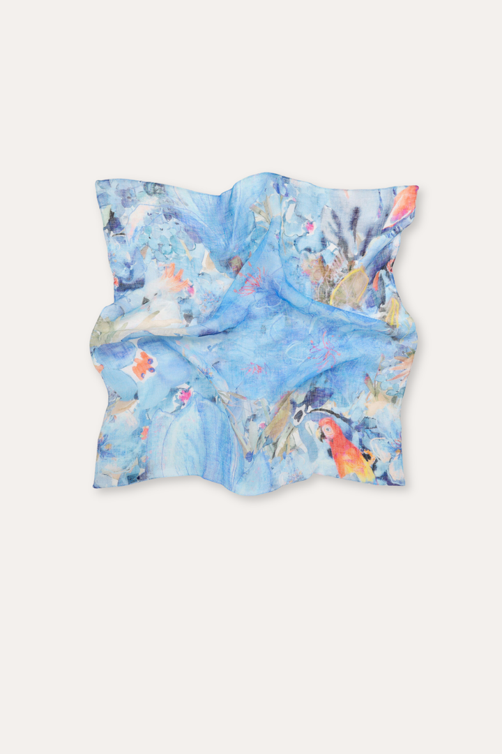 Nina Linen Scarf - Blå