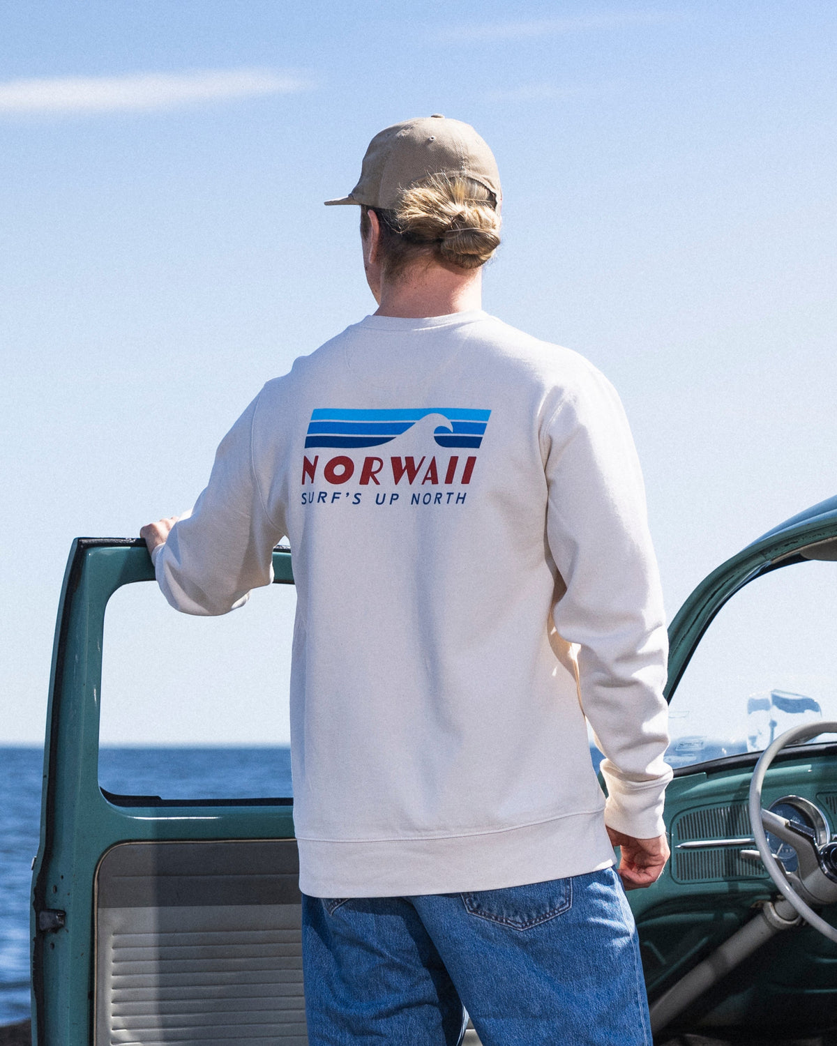 Surf's Up North Sweater Blå Naturlig fra Norwaii - detalj