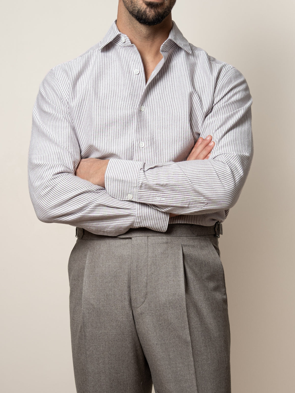 Oxford Cotton Shirt Brown Stripe