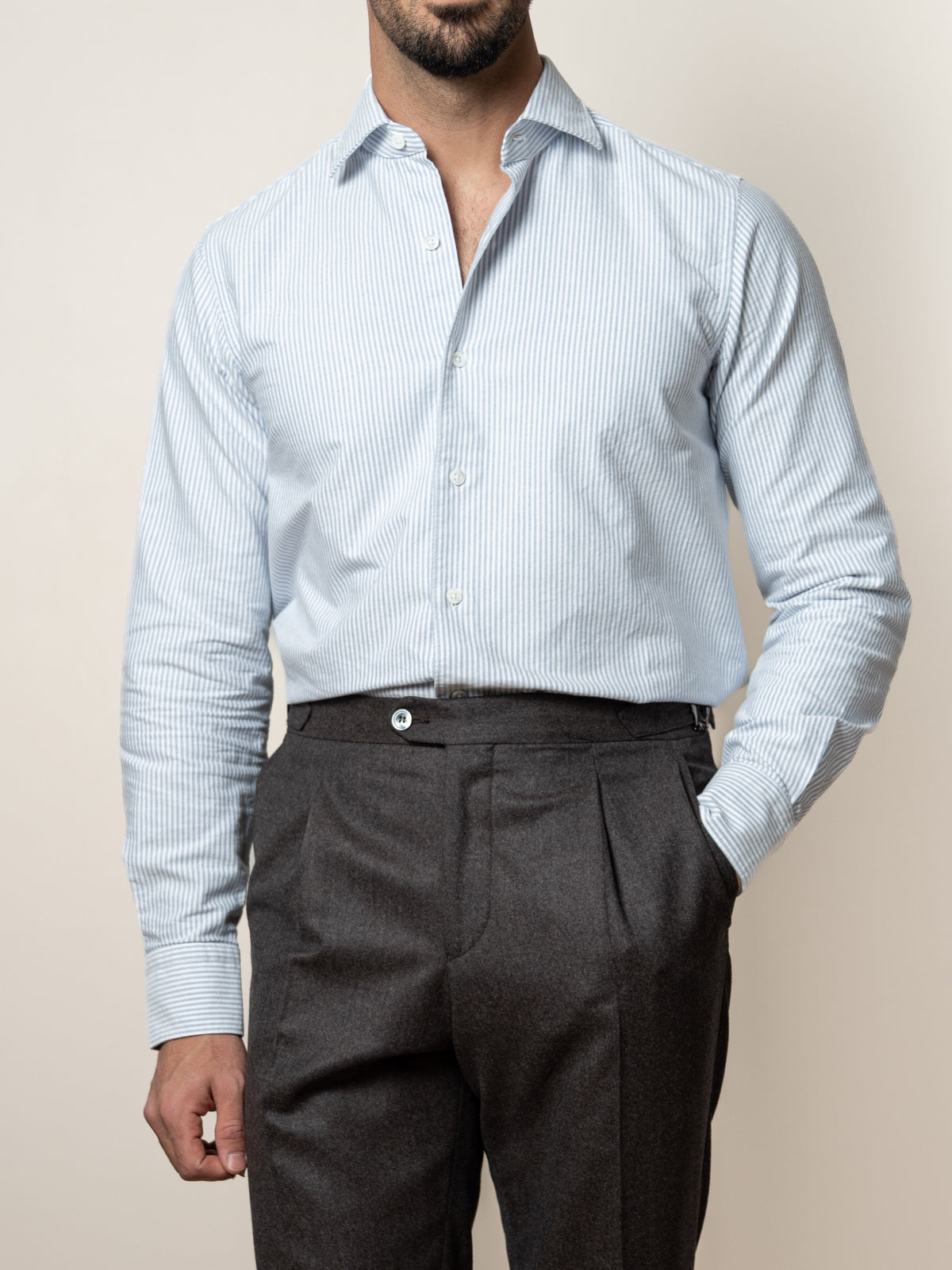 Oxford Cotton Shirt Light Blue Stripe