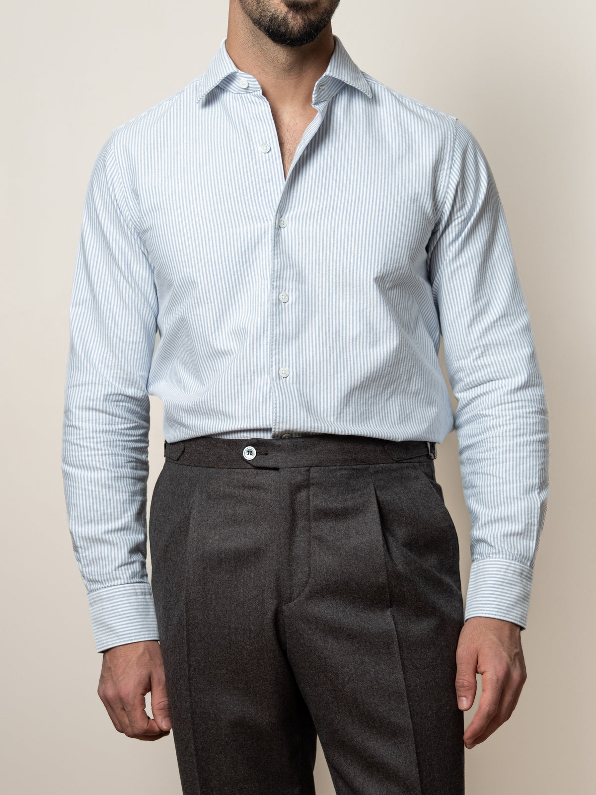 Oxford Cotton Shirt Light Blue Stripe