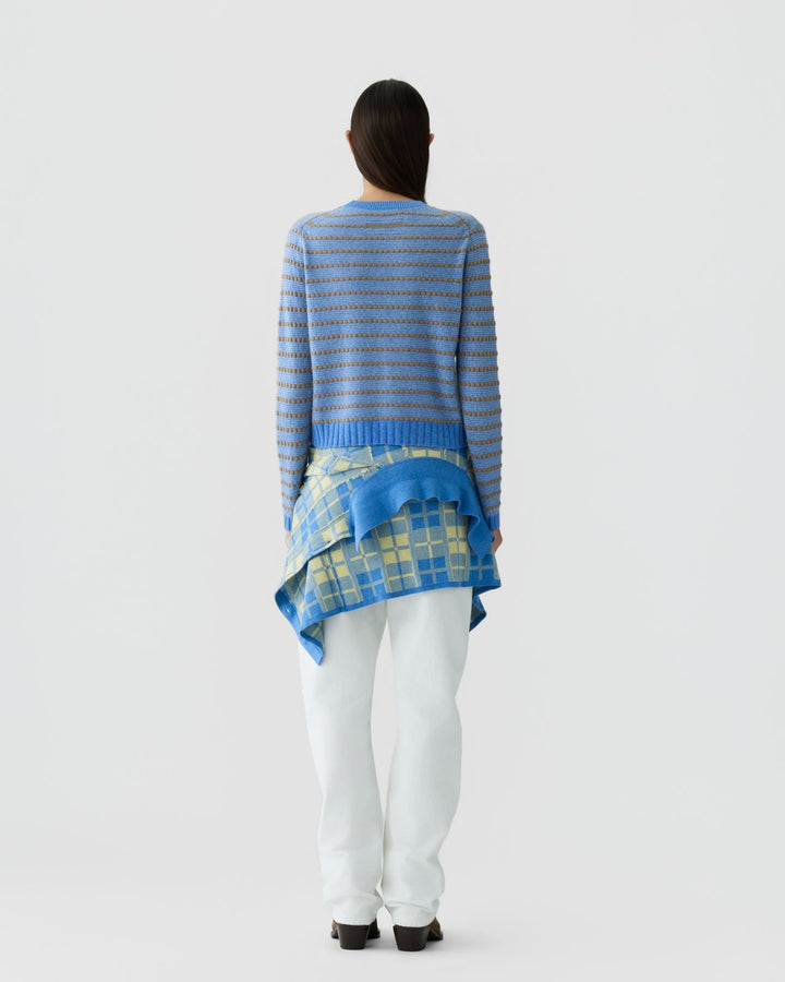 Pebble Stripe Shrunken Crew Delft Blue Combo – modellbilde 4