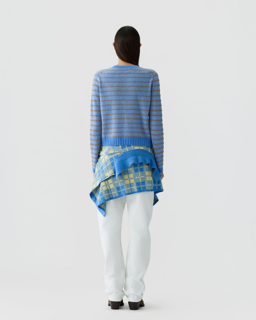 Pebble Stripe Shrunken Crew Delft Blue Combo – modellbilde 4