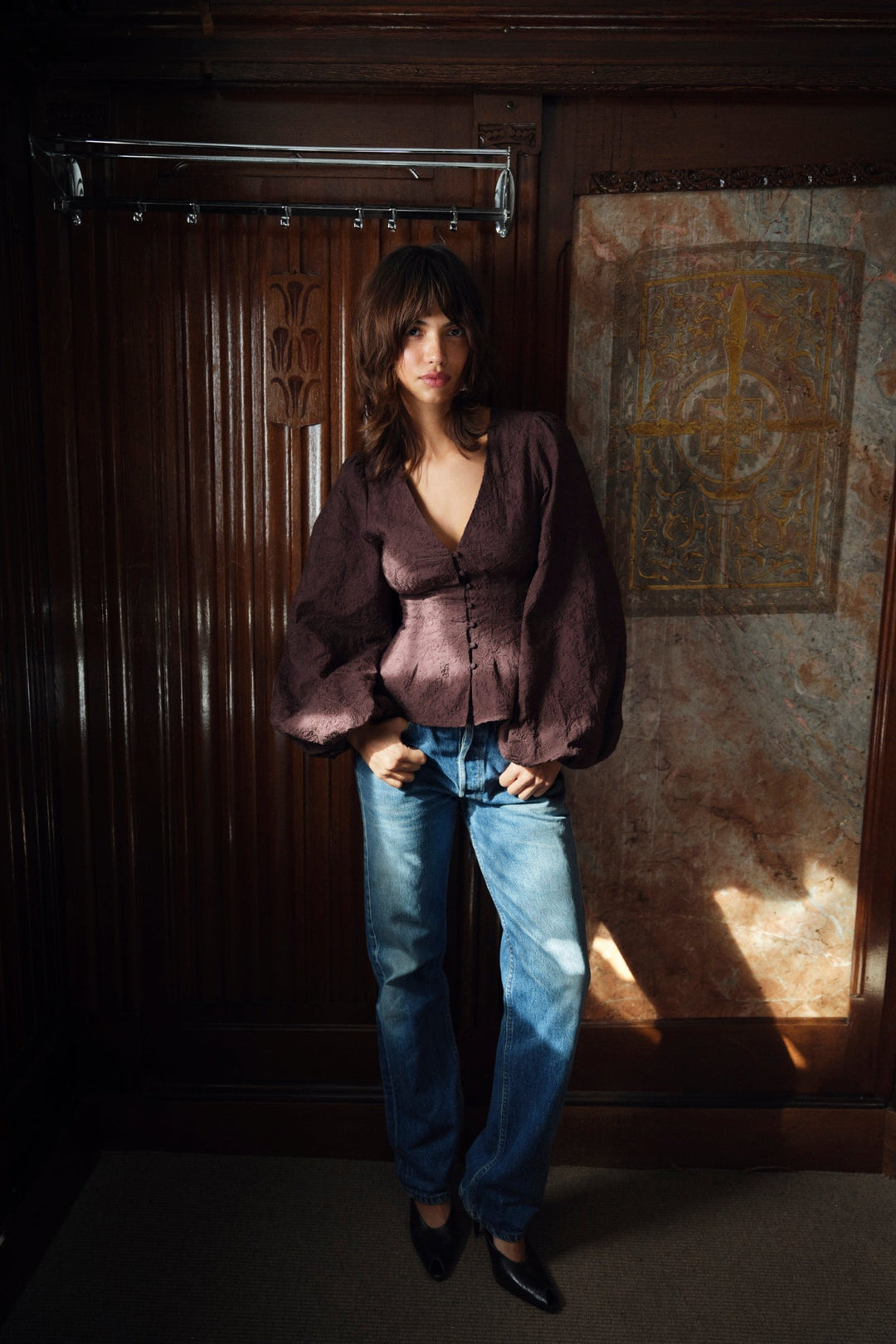 Palena Blouse Brown Embroidery