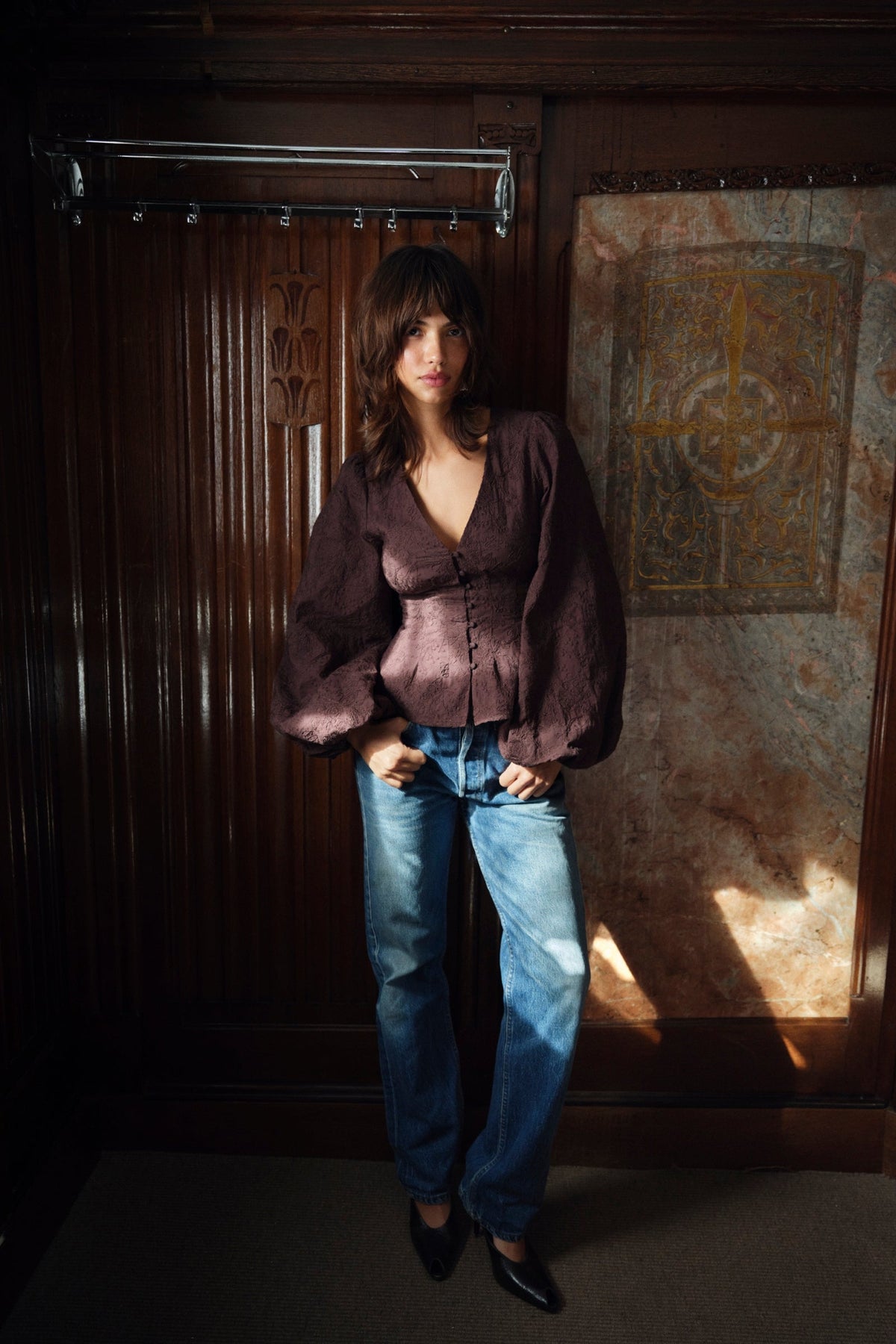Palena Blouse Brown Embroidery