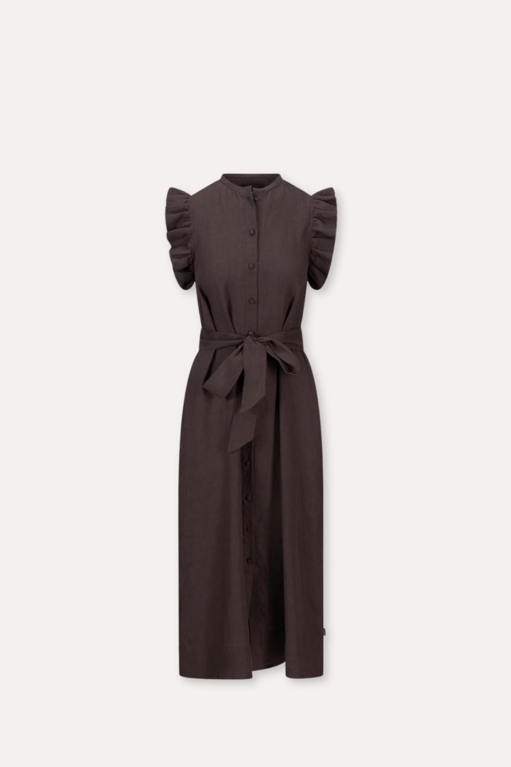 Pam Linen Dress- Dark Brown