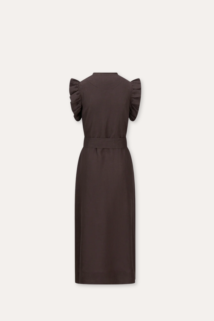 Pam Linen Dress- Dark Brown