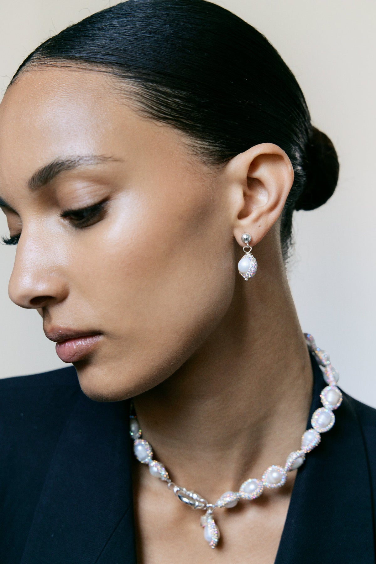 Diamond Pearl Drops Silver