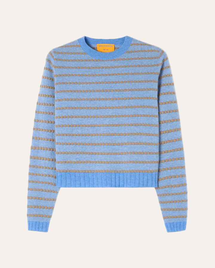 Pebble Stripe Shrunken Crew Delft Blue Combo