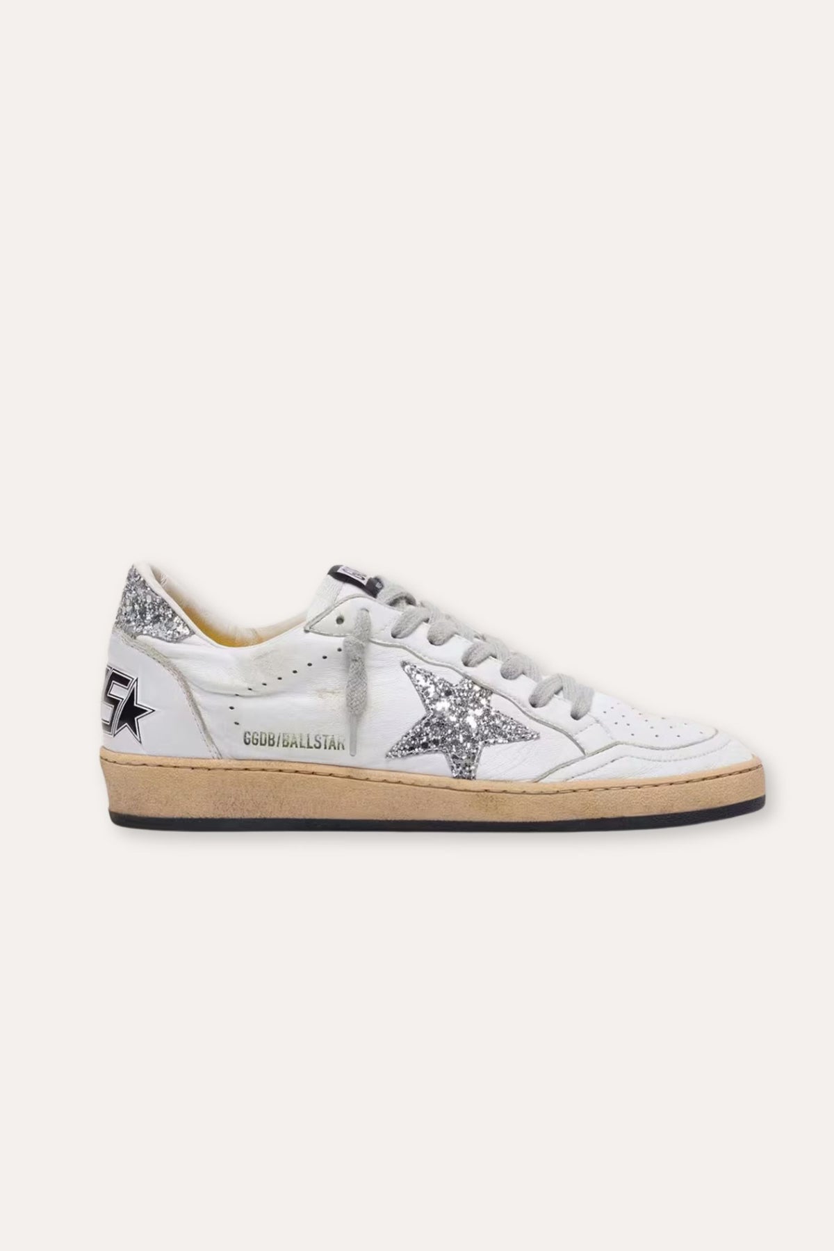 Ballstar nappa upper and spur glitter star and heel- White/Silver
