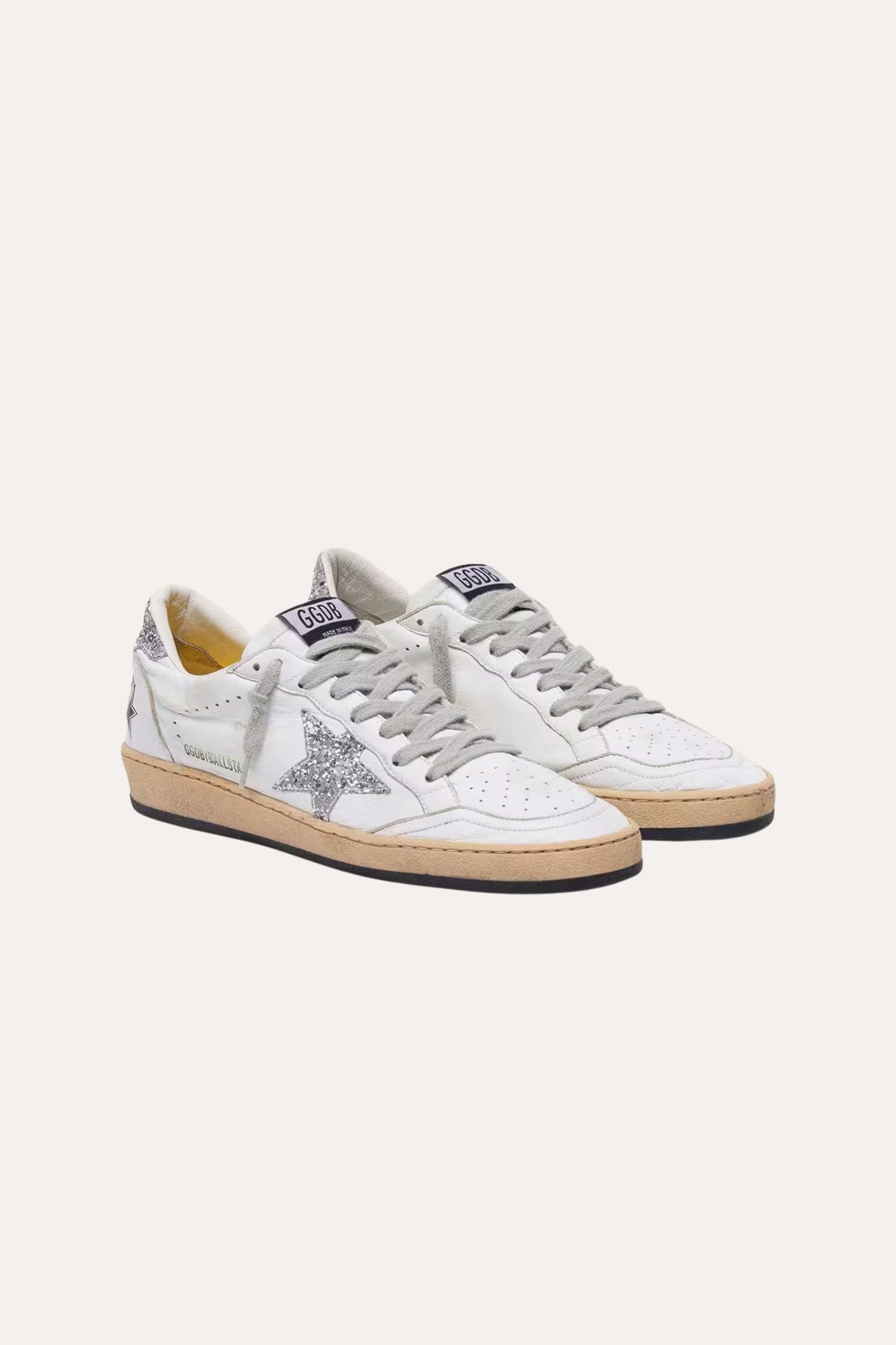 Ballstar nappa upper and spur glitter star and heel- White/Silver