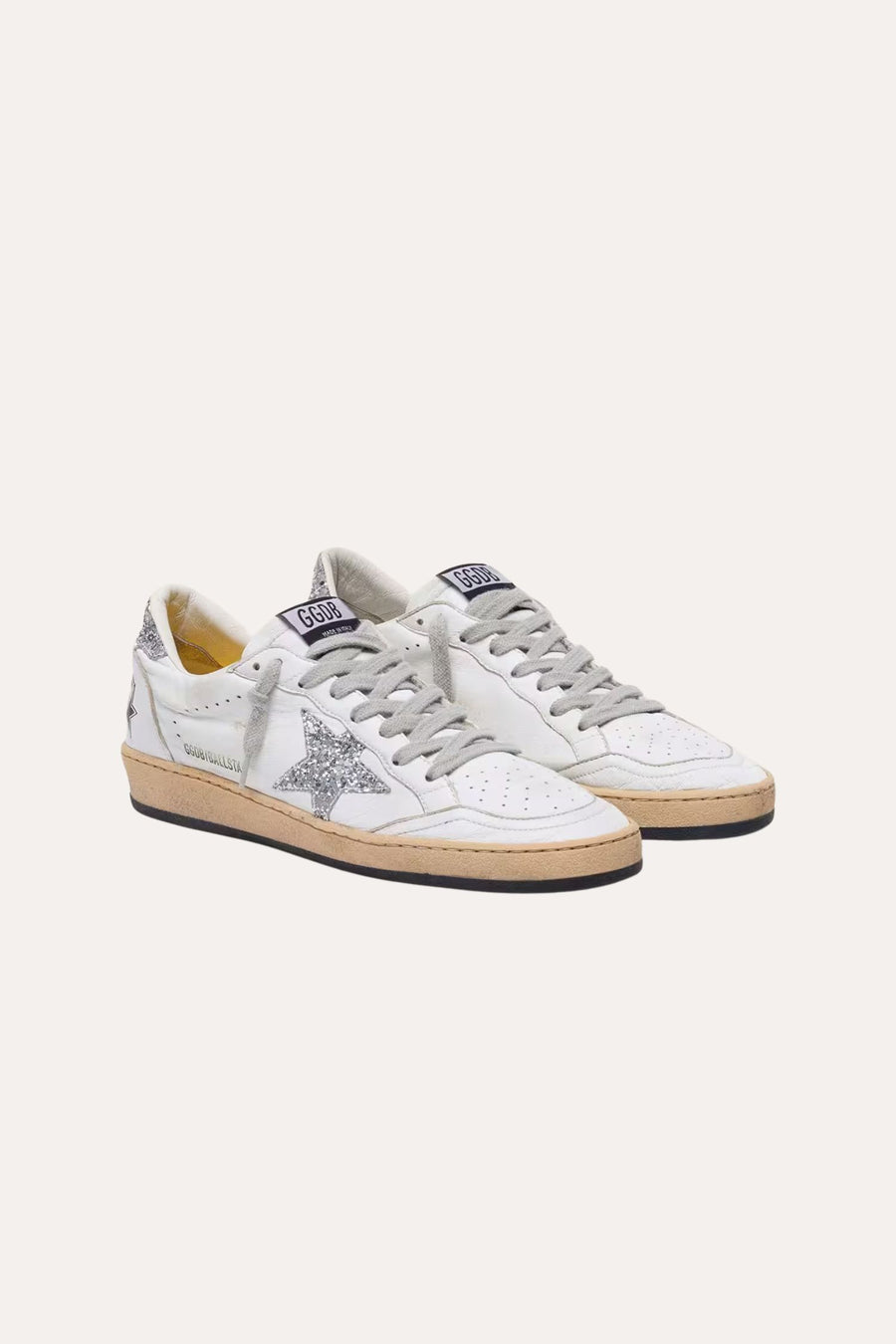 Ballstar nappa upper and spur glitter star and heel- White/Silver