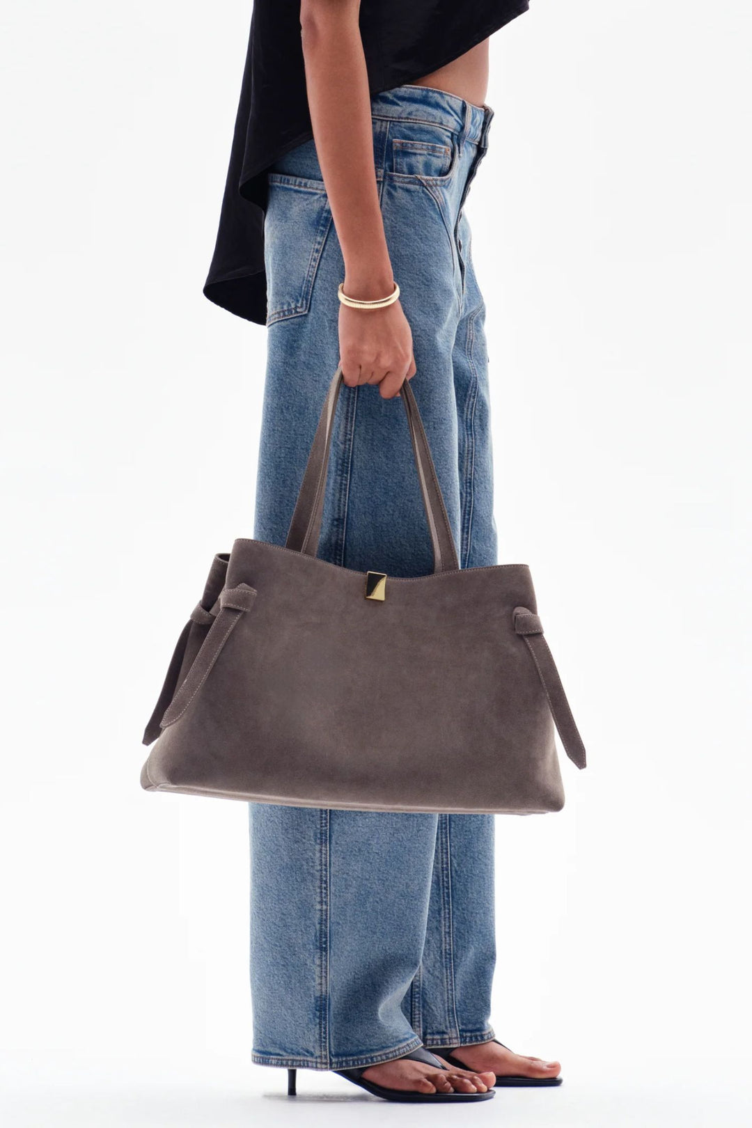 Gyoza Tote- Taupe Suede
