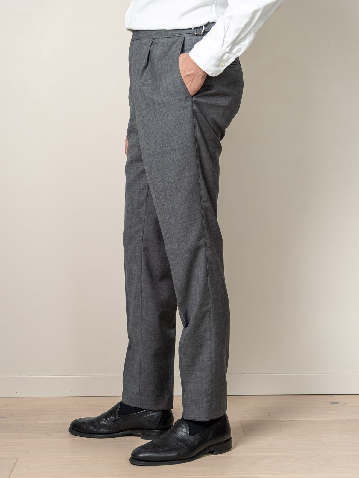 Prato Pleated Tropical Wool Trousers Grey