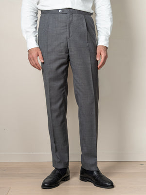 Prato Pleated Tropical Wool Trousers Grey