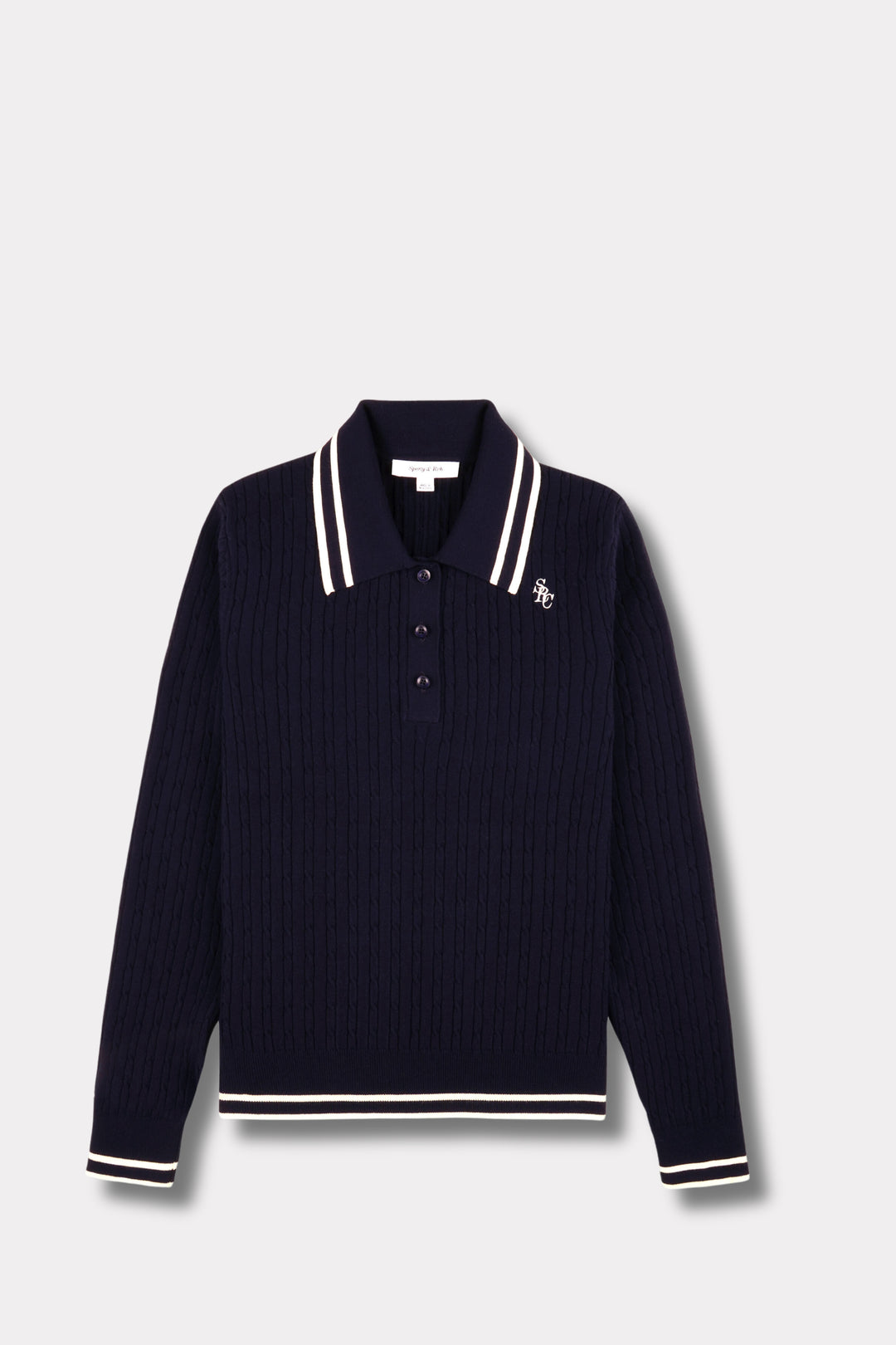 SRC Cableknit Polo- Navy Cream