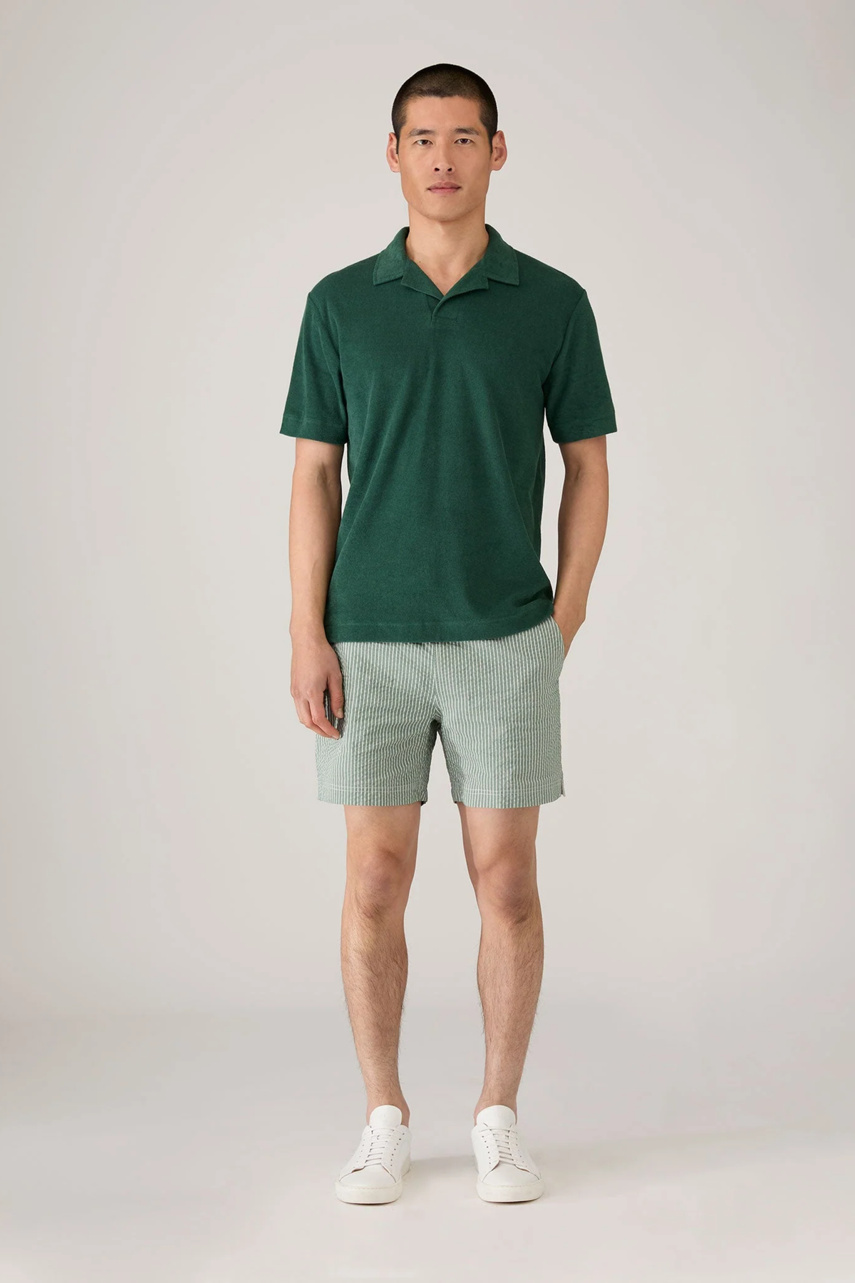 SS Towelling Polo Forest Green