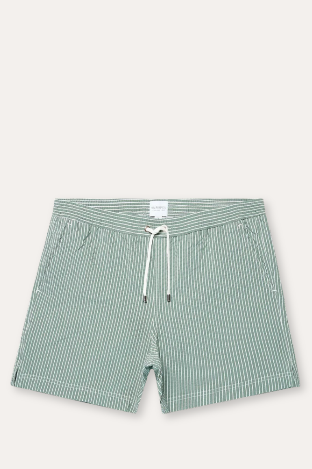 Seersucker Swim Shorts Bright Green/White Pinstripe