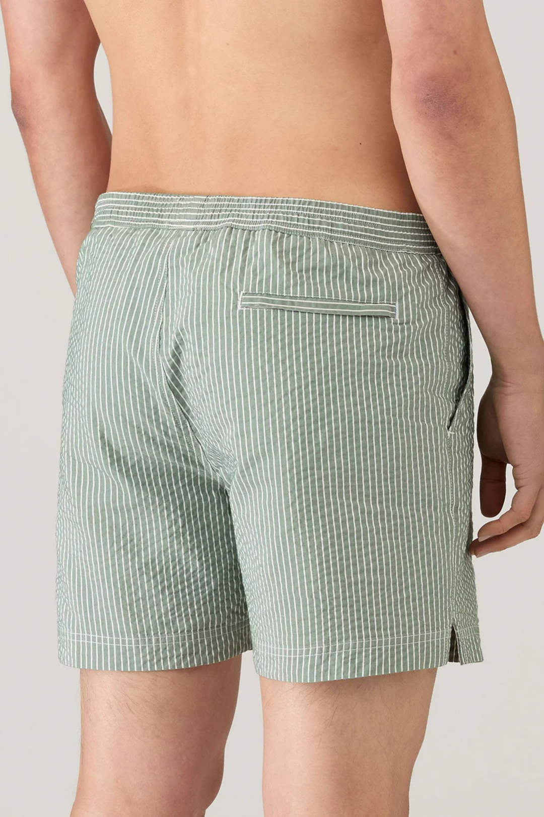 Seersucker Swim Shorts Bright Green/White Pinstripe