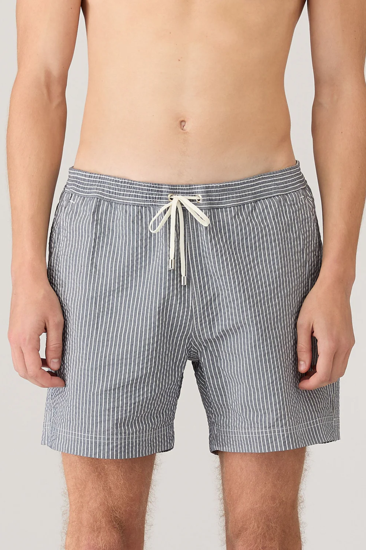 Seersucker Swim Shorts Navy/White Seersucker Pinstripe