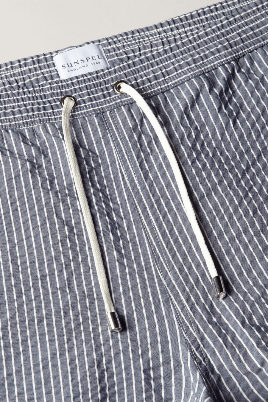 Seersucker Swim Shorts Navy/White Seersucker Pinstripe