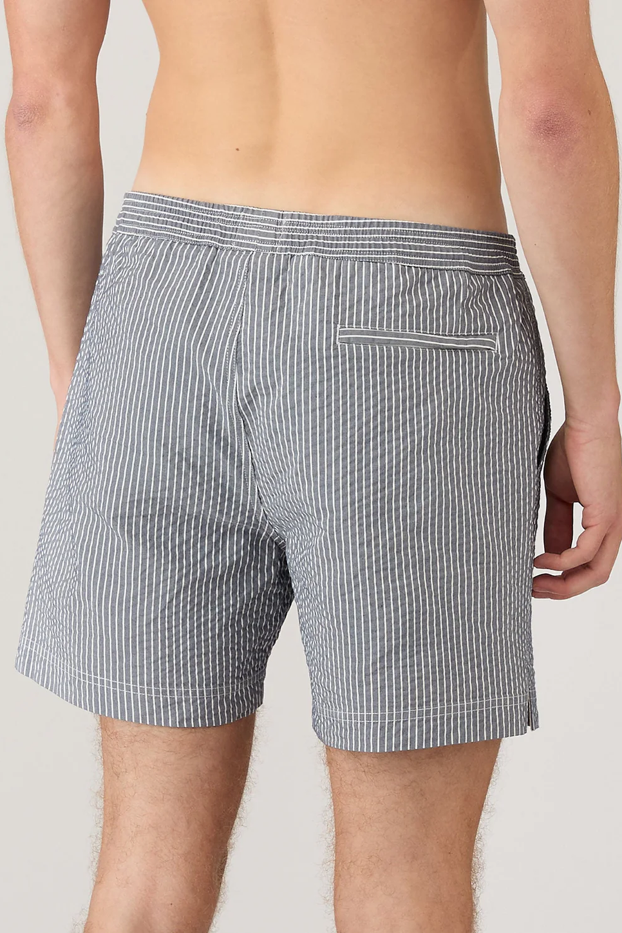 Seersucker Swim Shorts Navy/White Seersucker Pinstripe