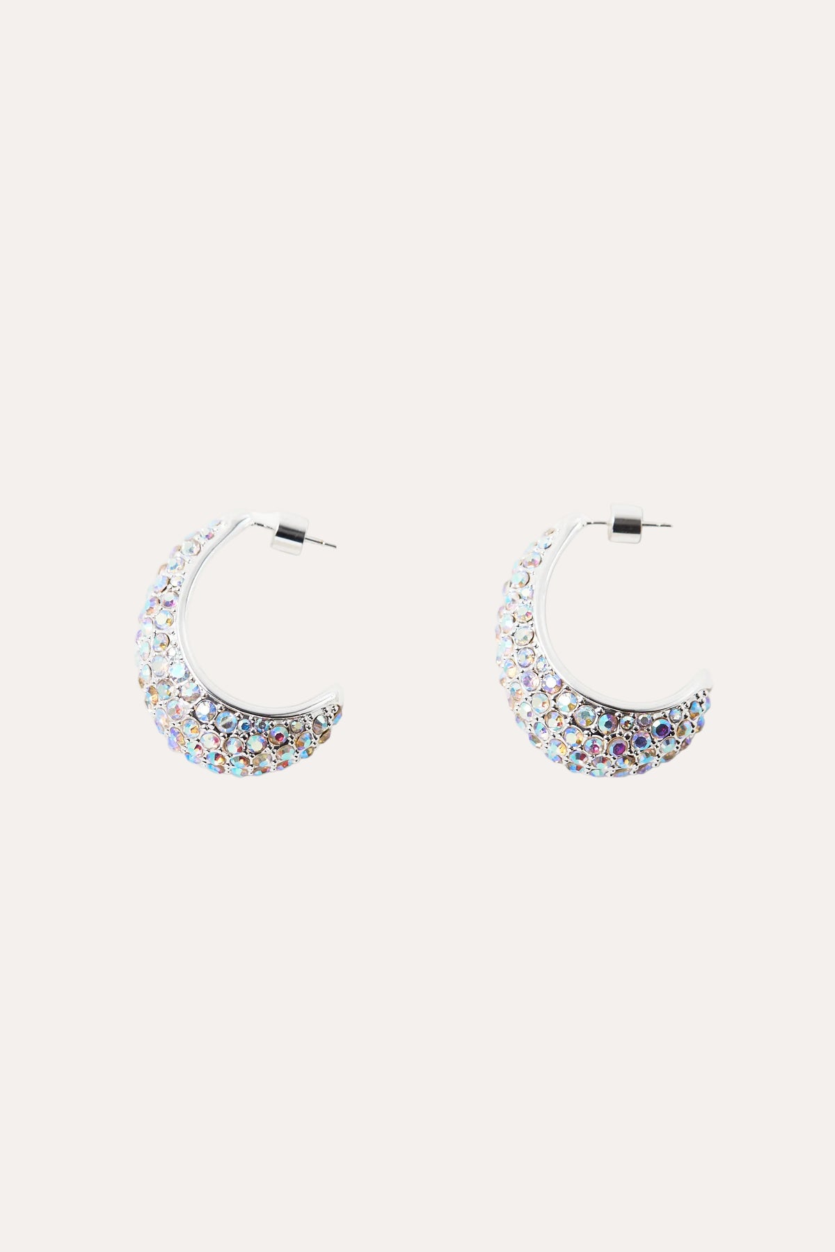 Small Crescent Hoops Silver
