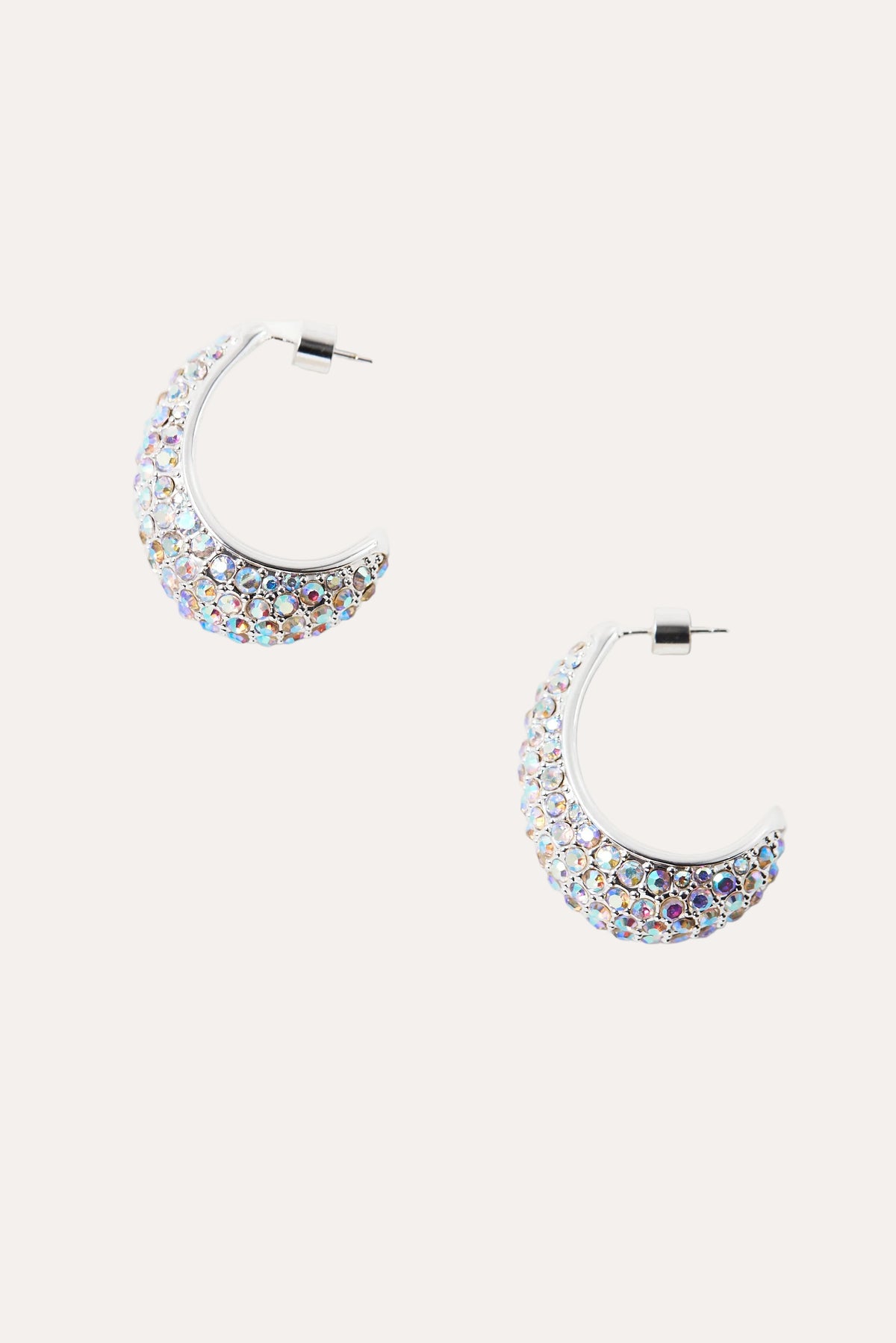 Small Crescent Hoops Silver