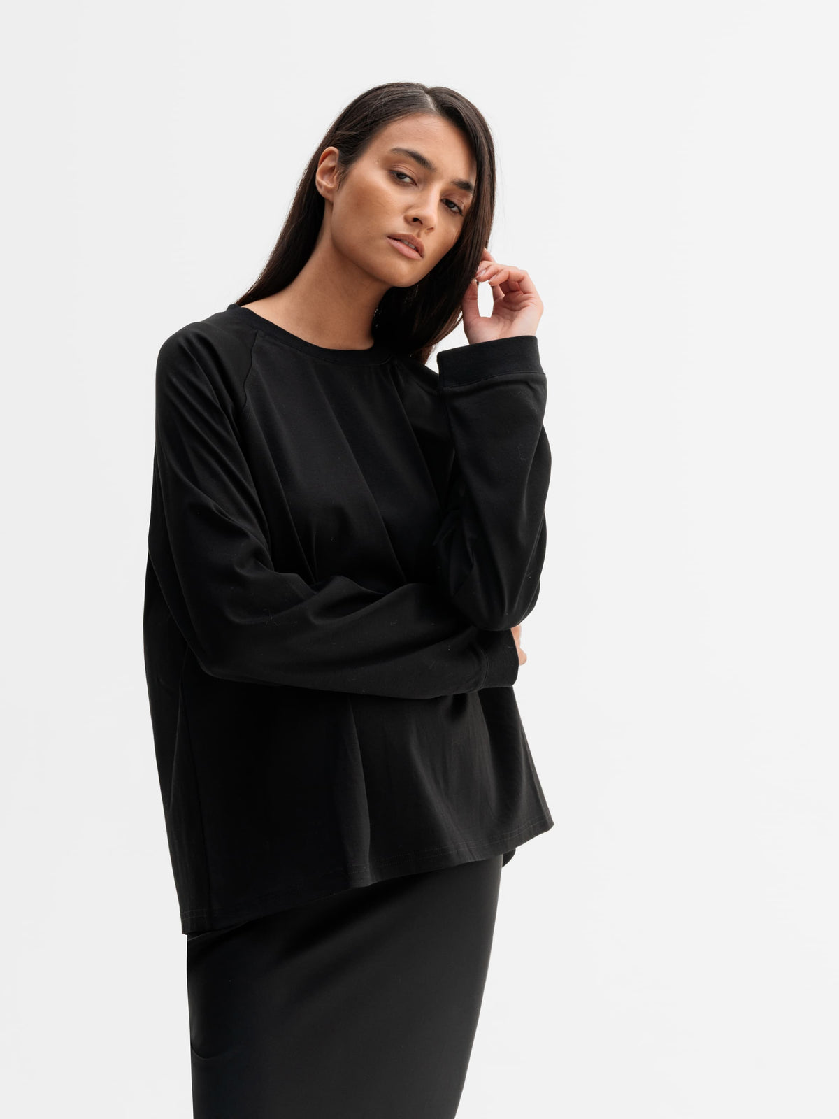 Thelma LS Cotton Tee Black