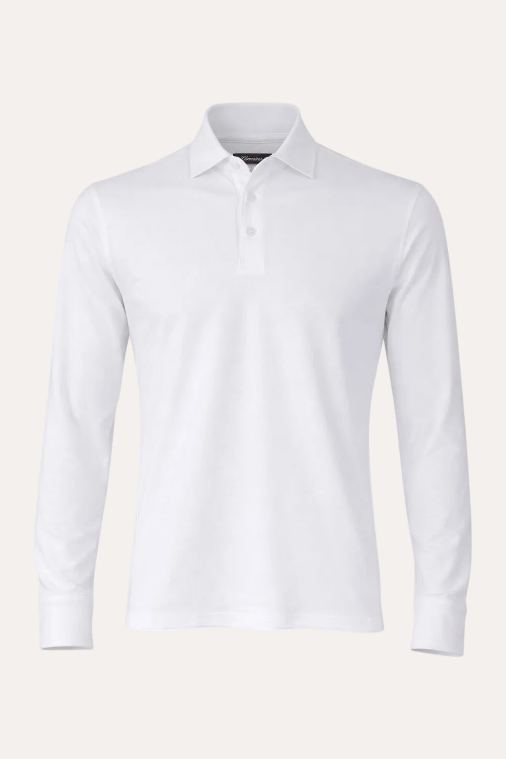 Theo Jersey Cotton Long Sleeve Polo White