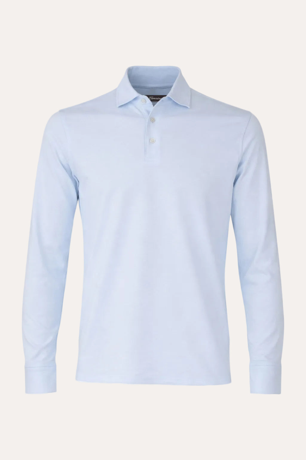 Theo Jersey Cotton Long Sleeve Polo Light Blue