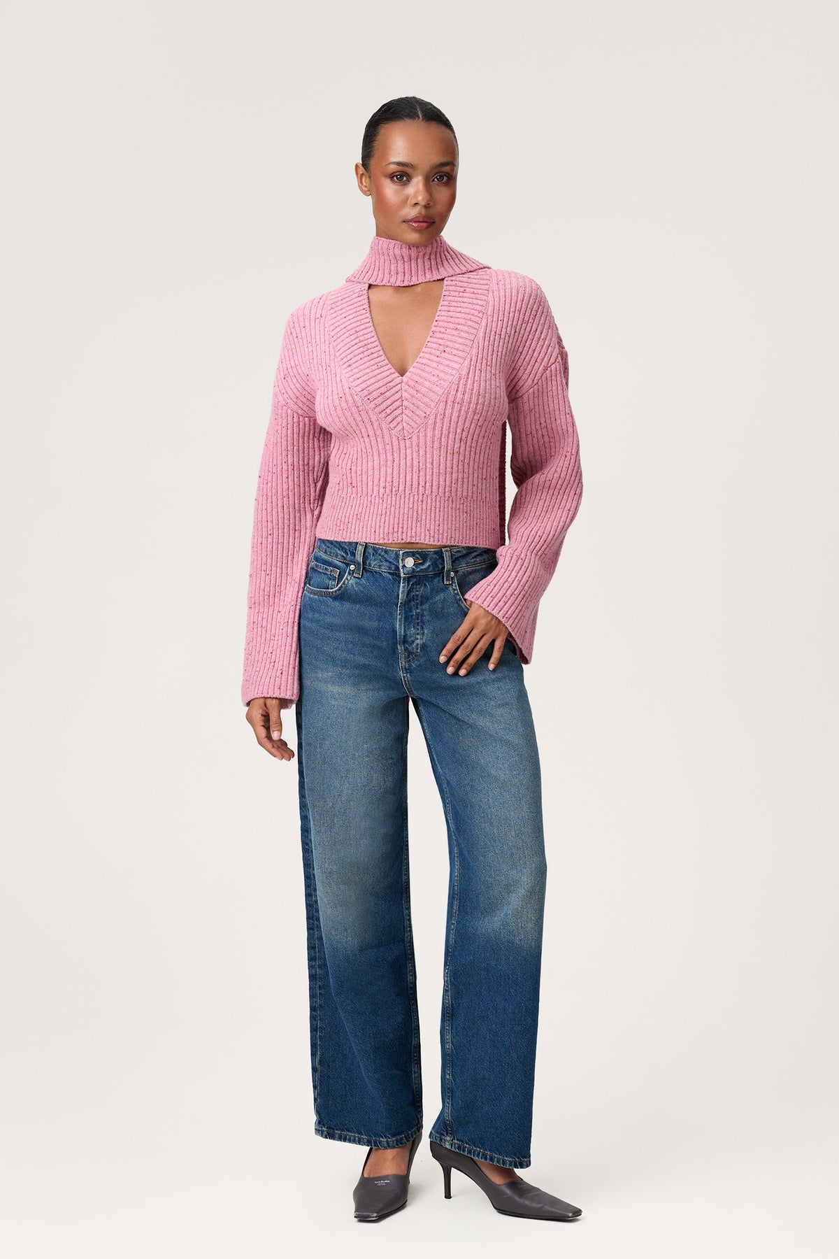 Thun Cropped Sweater Pink Melange