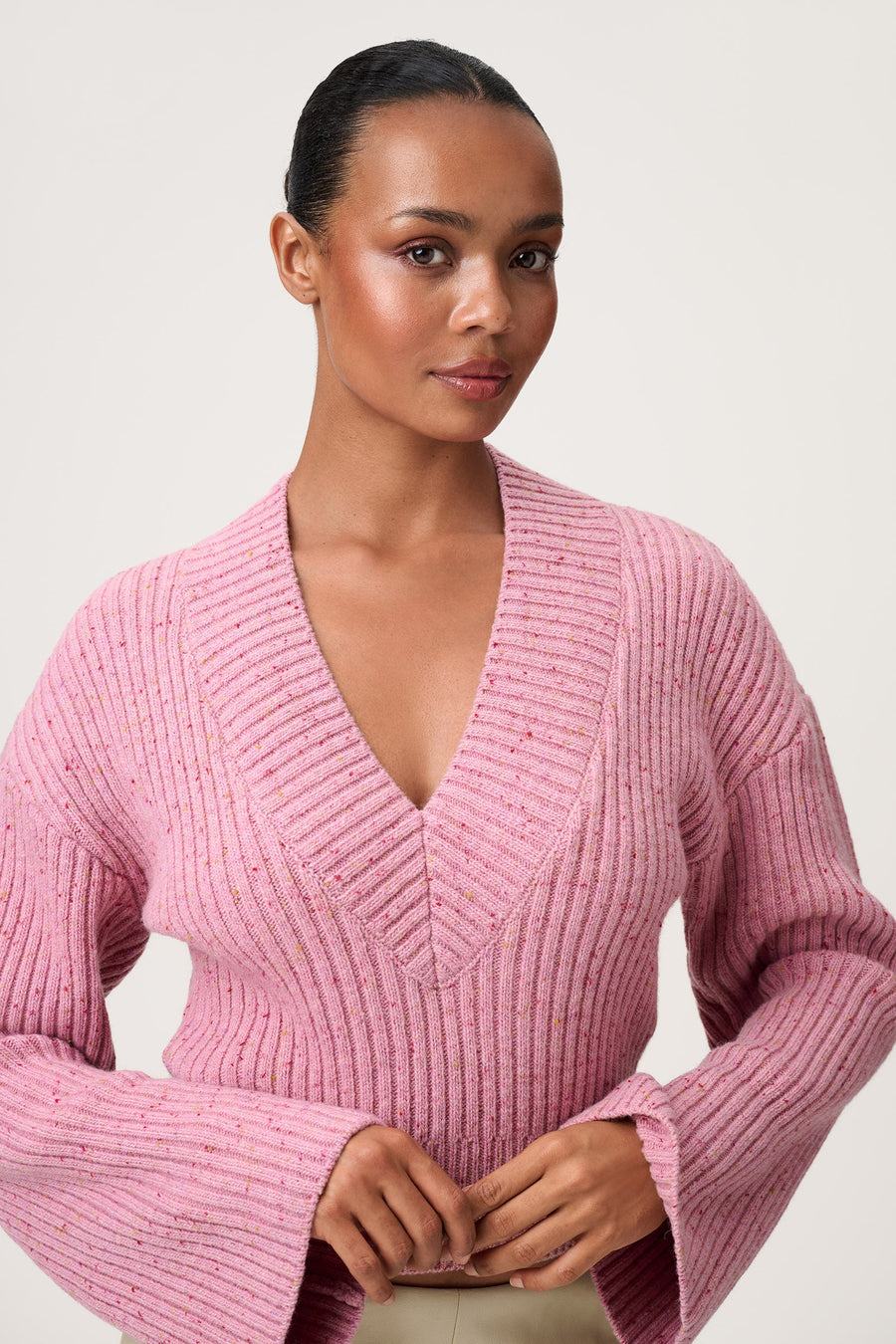 Thun Cropped Sweater Pink Melange