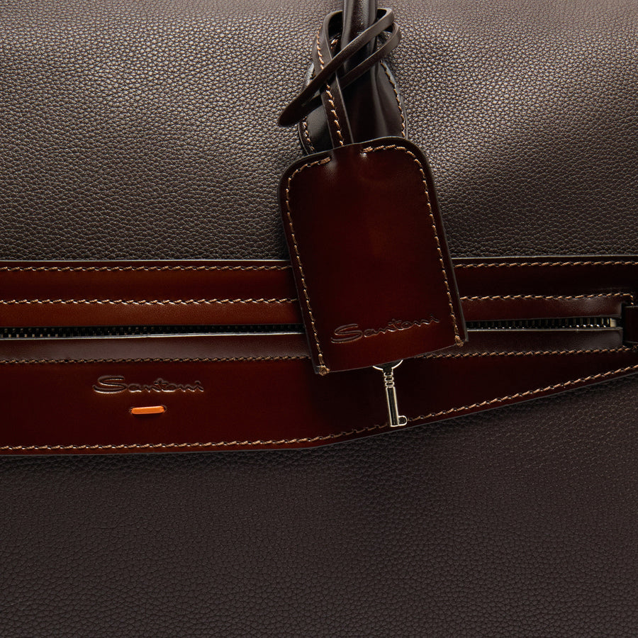 Tumbled Leather Weekend Bag Dark Brown - UIBBA2646BS-ACSUT50